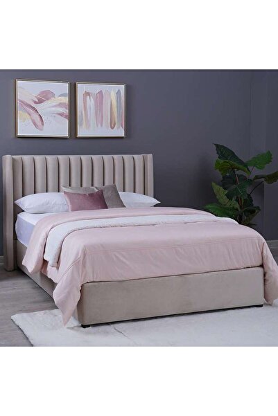 PAN HOME رأس سرير فينوس مخملي بيج L-160: ارتفاع 125 سم
