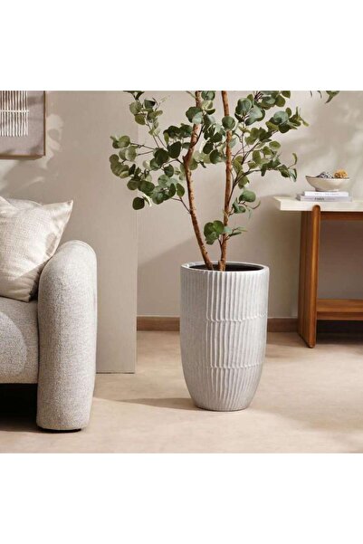 PAN HOME Darus Polyresin Planter Dia36x58cm - Off White