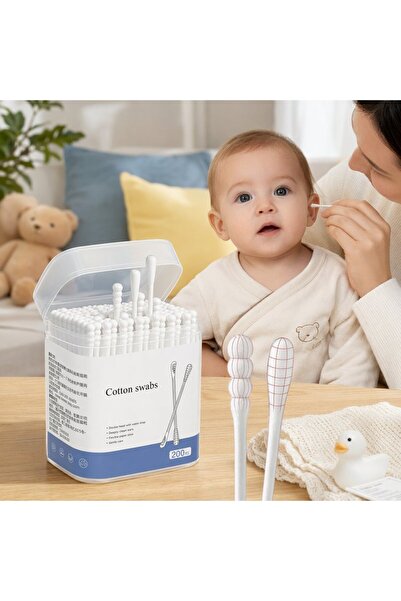 Generic 200 Pure Cotton Cleaning Cotton Swabs Double Ended Spiral Drip Ear No...