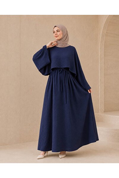 Nissra Ankanoor Oversize Muslin Hijab Dress with Cape on the Front 145 cm Ank...