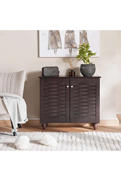 PAN HOME Saki Shoe Rack 12 Pairs With 2 Door - Walnut