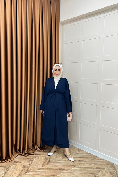 Stilife Mina İkili Kimono Takım Lacivert
