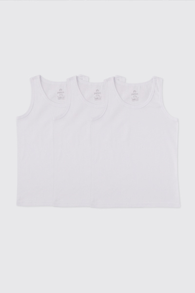 Panço Boy's White 3-Piece Thick Strap Undershirt