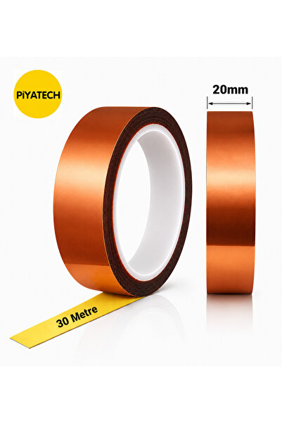 PİYATECH Kapton Yanmaz Bant Yüksek Isıya Dayanıklı Isı Bandı 20 mm X 30 Metre