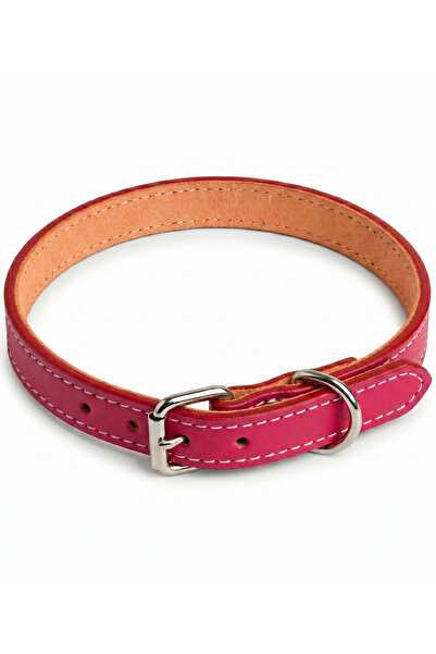 Redis Pet Zgardă câine piele naturală roșie talie mică 35x1,5cm, reglabilă, f...