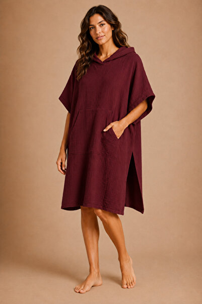 Motif Tekstil 2 Layer Muslin Unisex Oversize Adult Poncho -Slightly Imperfect-