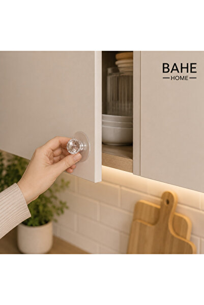 bahe home 4 Pieces of Crystal Adhesive Handles for Opening Cabinet Drawers Wi...