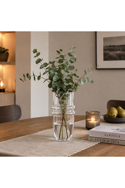 Dekorsende Modern Glass Vase with Knuckle Detail Transparent 28 cm