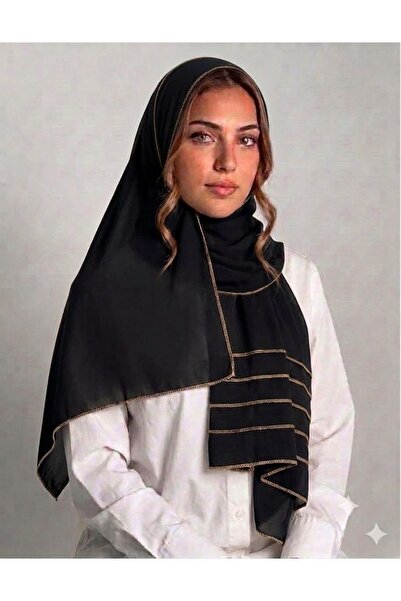 Veil Designer Black Bowal Japanese Fabric, Two Layers, Gold Trim on Both Side...