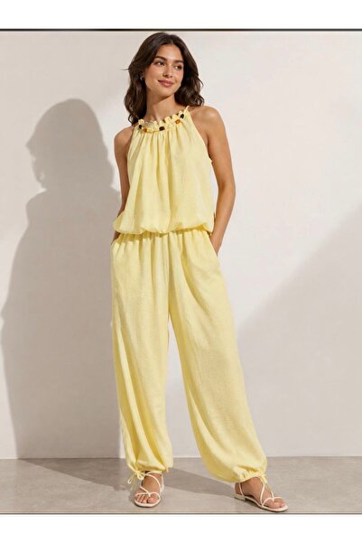 R-Style Collar Detailed Linen Suit