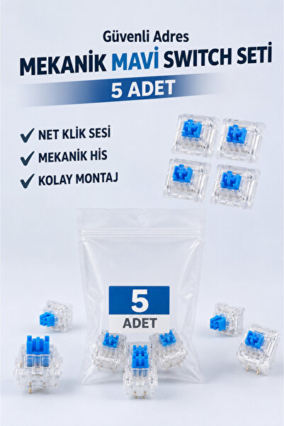 Switch Mavi Mekanik Klavye Blue Klik Sesli 5 Adet