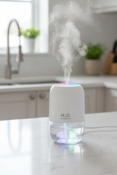 Ercazzo Şeffaf USB Hava Nemlendirici 200 ml | Ultrasonik Masaüstü Buhar Makinesi | LED Işıklı Mini Nemlendirici | Ev, Ofis ve Yatak Odası İçin