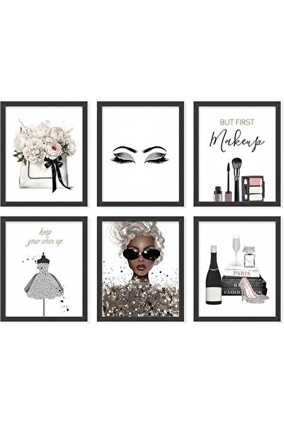 ESSESORIES Glam Grey Fashion Makeup Silver Black Aesthetic Poster Wall Art Se...