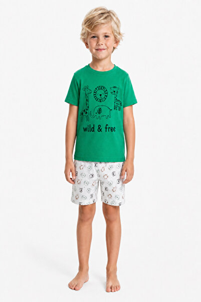 aden kids Set de pijamale pentru băieți, din jerseu simplu, 100% bumbac, cu p...