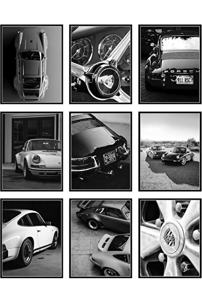 ESSESORIES Porsche 911 Porsche Vintage Porsche Car Poster Wall Art Set of 9 R...