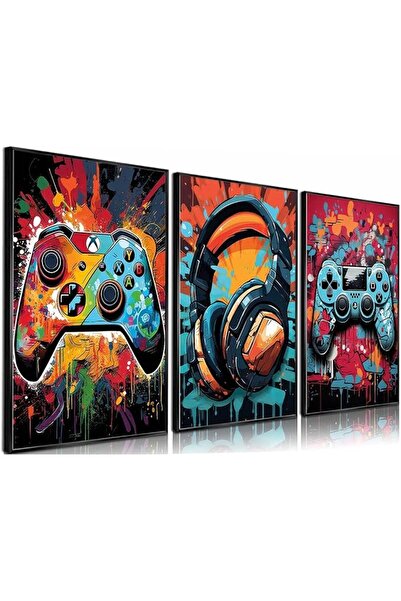 ESSESORIES NBYARTQ 3Pcs Cool Gaming Poster Wall Art Set of 3 Room Decor Self ...