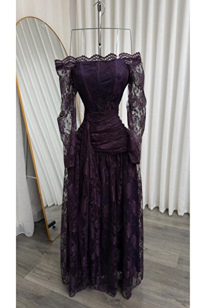 SERA Purple Lace Evening Dress