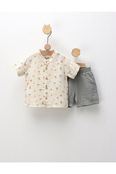 MiniKids Set de vara Nicholas, ecru-gri