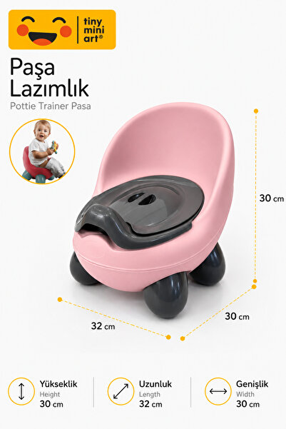 Tiny Mini Art Paşa Kapaklı Çocuk Lazımlığı Çıkarılabilir Hazneli Kaymaz Ergon...