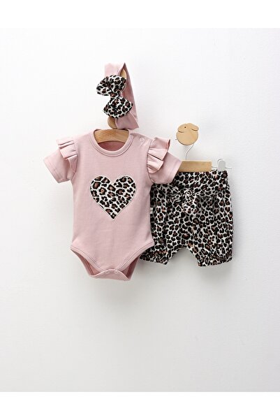 MiniKids Costumas de vara, 3 piese, leopard, roz