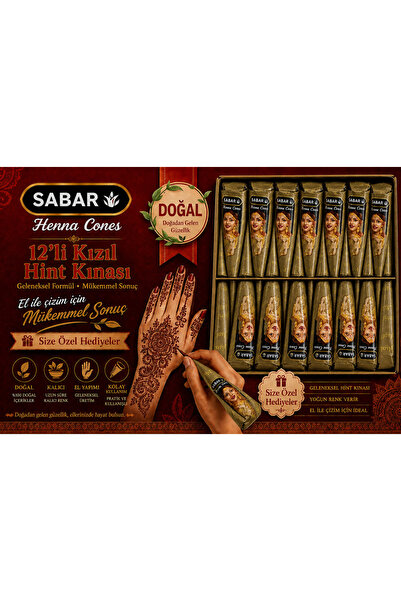 hennadibace 12'li kızıl renk paket Hint Kınası Külah hint kınası -12-Pack Mix...