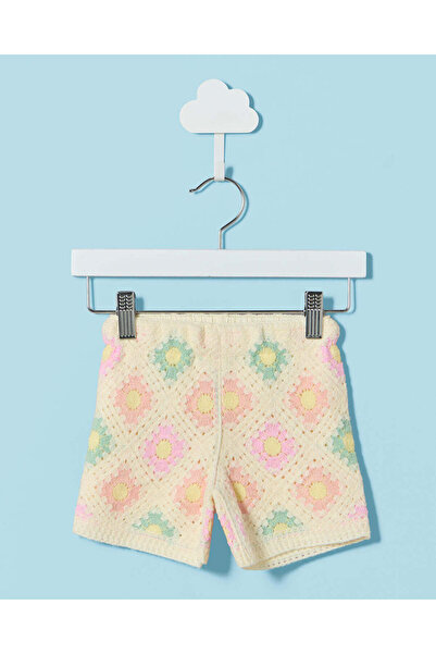 REDTAG Infant Girls Cream Crochet Shorts