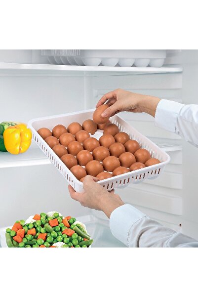 Z Store Tavă de ouă din plastic alb cu capac pentru 30 de ouă, 27.5x32x7.7cm