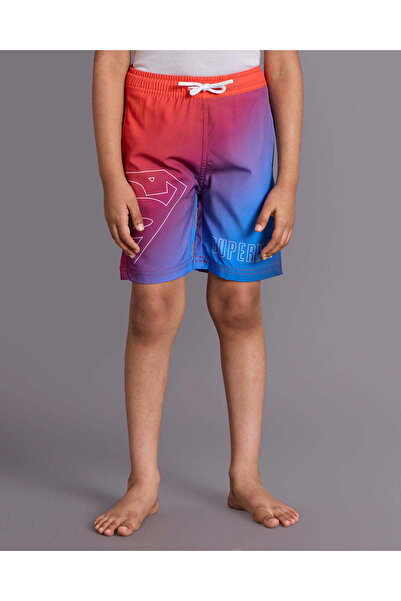 REDTAG Boys Red Superman Printed Swim Shorts