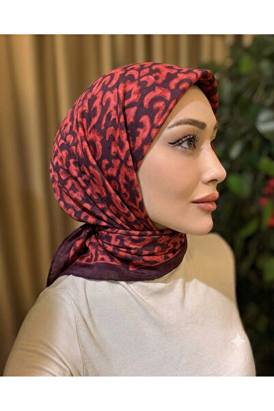 Butik Yeni Kadın Yazlık Bordo Kare Soft Eşarp