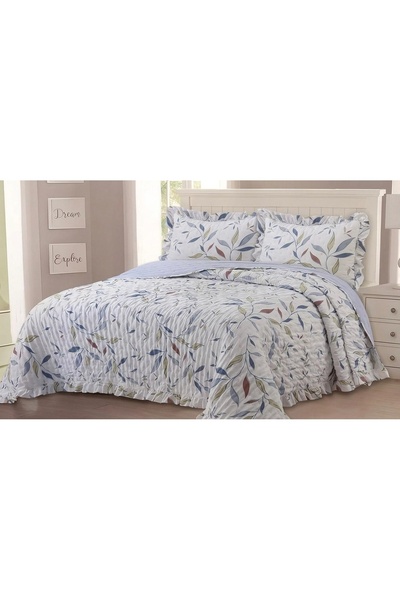Ahsela Home Ruffle Detailed Patterned Double Bedspread Set 240X260 cm – Soft ...