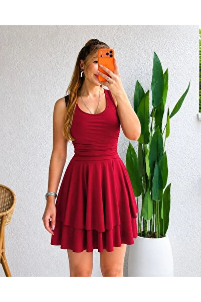 Generic Brand Women's Strappy Round Neck Ruffled Short Sandy Dress
