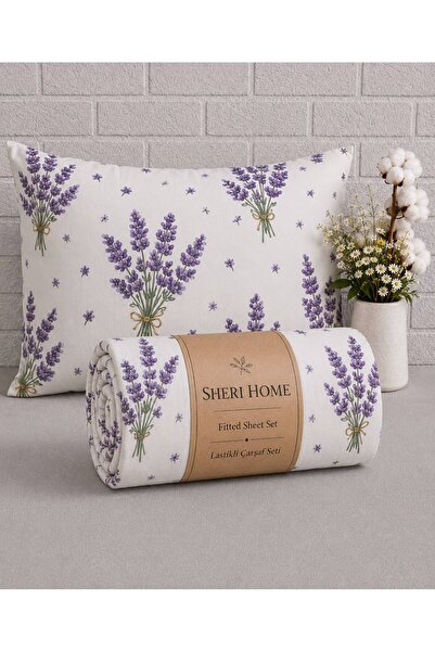 Sheri Home Lastikli Çarşaf Seti %100 Pamuk Yumuşak Dokulu-Kaymaz Tam Geçmeli ...