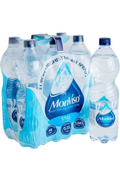 MONVISO Italian Natural Mineral Water - 1 Litre (Pack of 6)