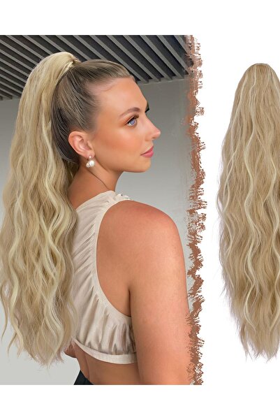 Dotail Extensii de păr, cu clipsuri, ondulate, 66 cm, șuvițe blond deschis, c...