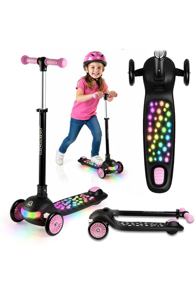 Ricokids Trotinetă echilibrată cu LED-uri cu trei roți Glowi pentru copii - n...