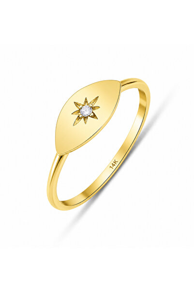 KAIROS JEWELRY 14 Ayar Altın Kuzey Yıldızı Markiz Yüzük
