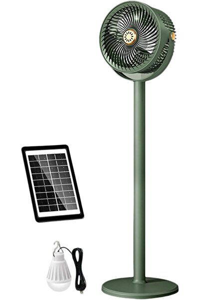Hoco Solar Rechargeable Standing Fan with LED Light, Power Bank, Adjustable H...