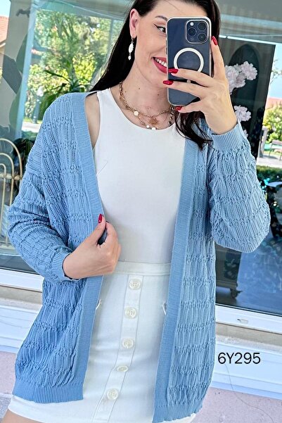 İnce Topuk Openwork Long Knitwear Cardigan 6Y295