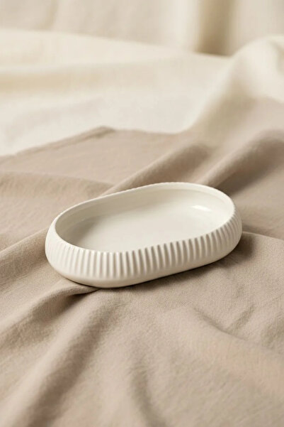 Bereketli Store Acar Oval Line Detailed Porcelain Presentation and Serving Pl...