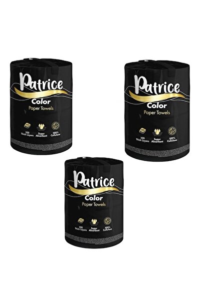 Patrice Set de 3 role de prosoape de hârtie colorate, negre