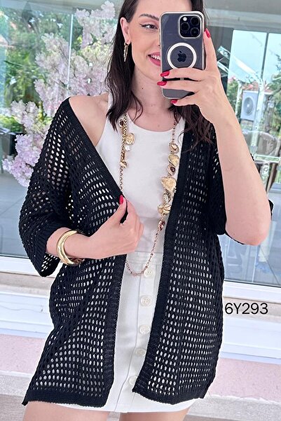 İnce Topuk Perforated Long Knitwear Cardigan 6Y293