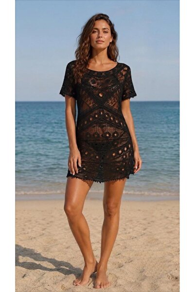 My Blog Black Knitted Beach Dress - Lr01