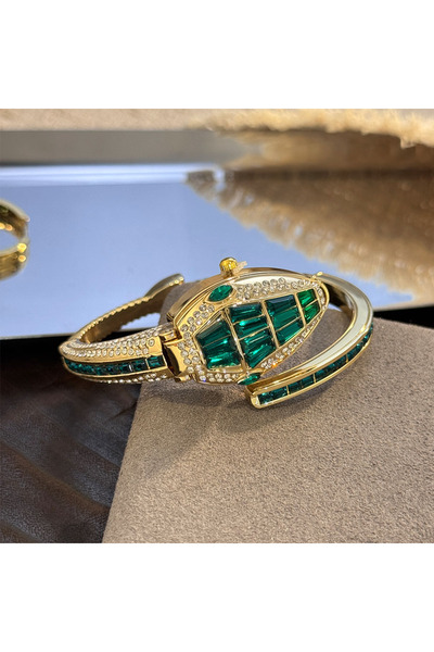 Choice3 green LuxuryDiamondEmbedded Fashionable Snake-Shape Bracelet Watch fo...