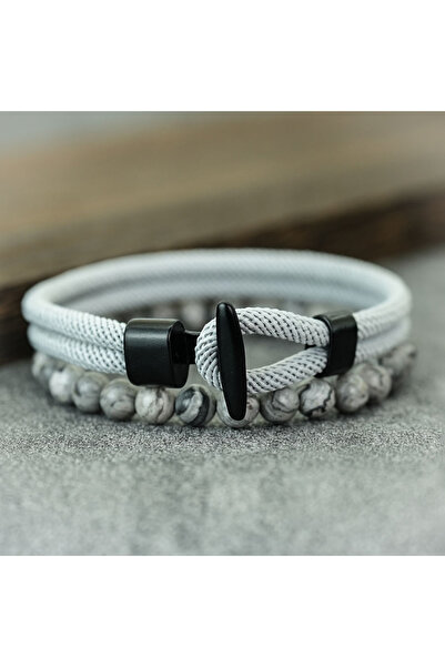 Choice4 SilverGrey Fashion 2Pcs/Set Anchor Beaded Bracelet Men Hadnmade Bilay...