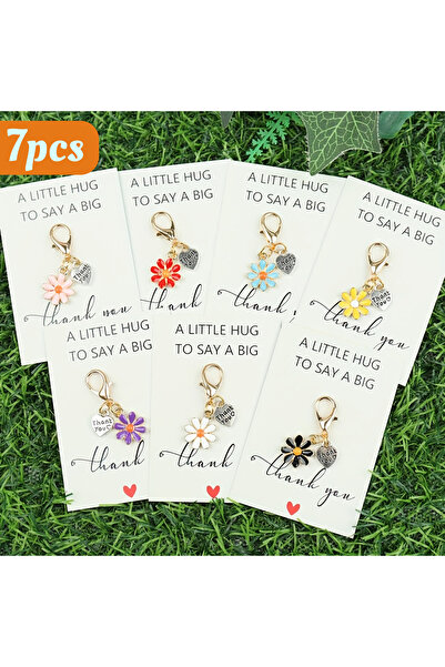 Choice1 7pcs 7pcs/14pcs Daisy Flower Keychain Set with Thank You Card, Encour...