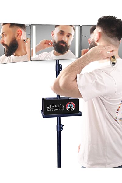 Dotail 360 °   Καθρέφτης κομμωτικής, 3 πλάκες, 4 LED, Φόρτιση USB-C, Επαναφορ...