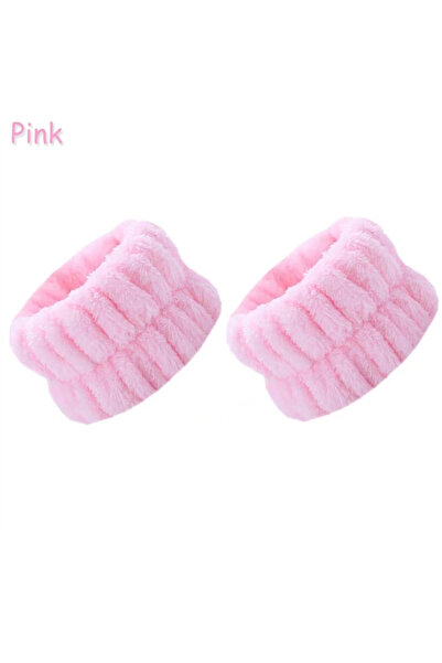 Choice1 Pink 2Pcs Soft Microfiber Spa Wrist Washbands Reusable Face Washing T...