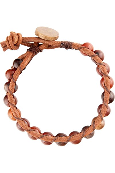 MINZA Legend Agate Stone Bracelet for Men, Handmade Leather Beaded Bracelet, Natural Stone Men’s Jewelry for Casual & Special Occasion.