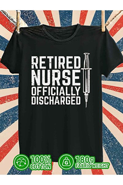 NOURAM تي شيرت مطبوع عليه Nurse Retired Nurse للرجال، 180 جرام، 100% قطن أسود...