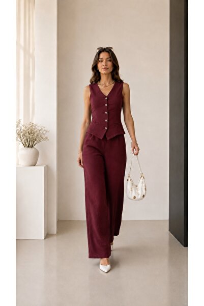 BELISTIL Women's Vest Double Set Wide Leg Palazzo Pants Summer Stylish Set